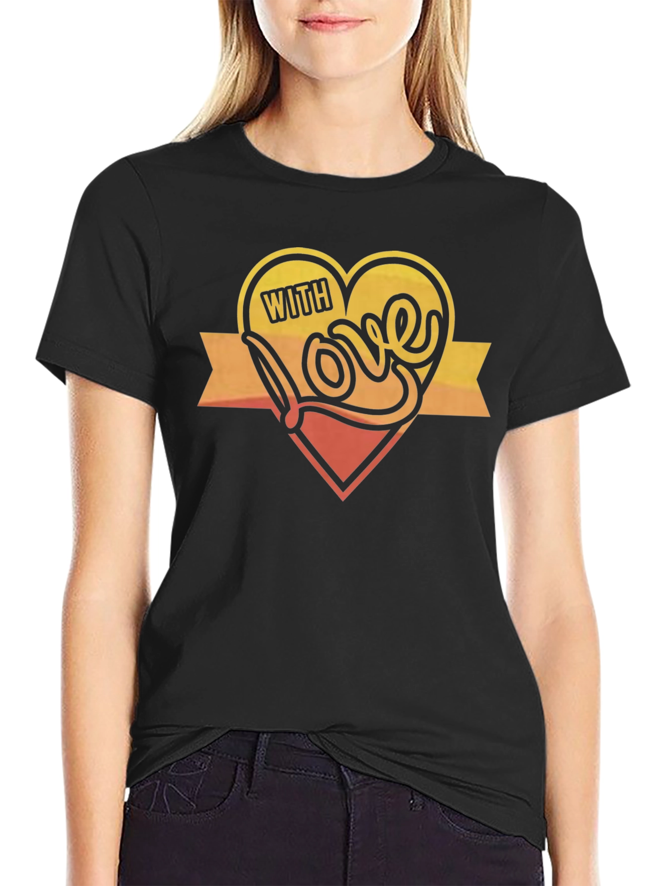 With Love Graphic Print Black T-Shirt