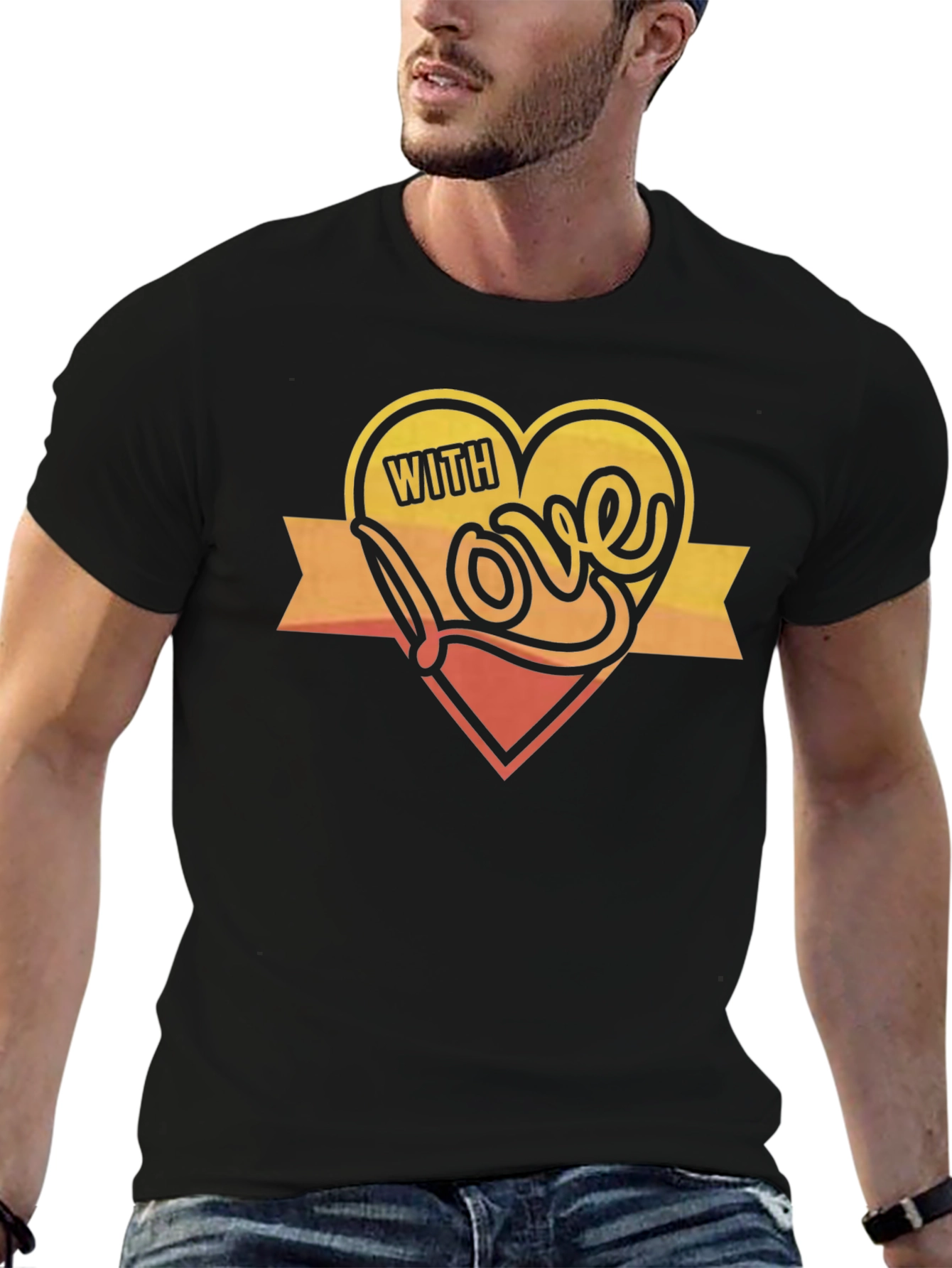 With Love Graphic Print Black T-Shirt