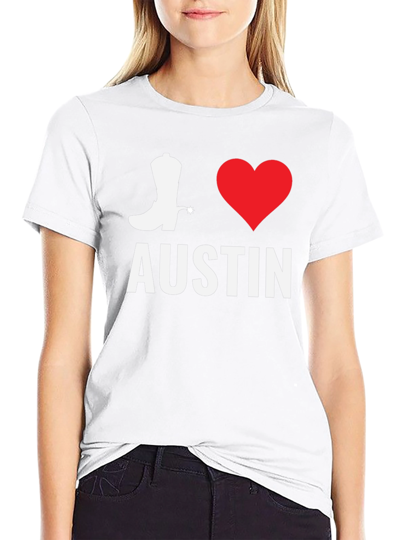 I Love Austin T-Shirt - Cowboy Boot & Heart
