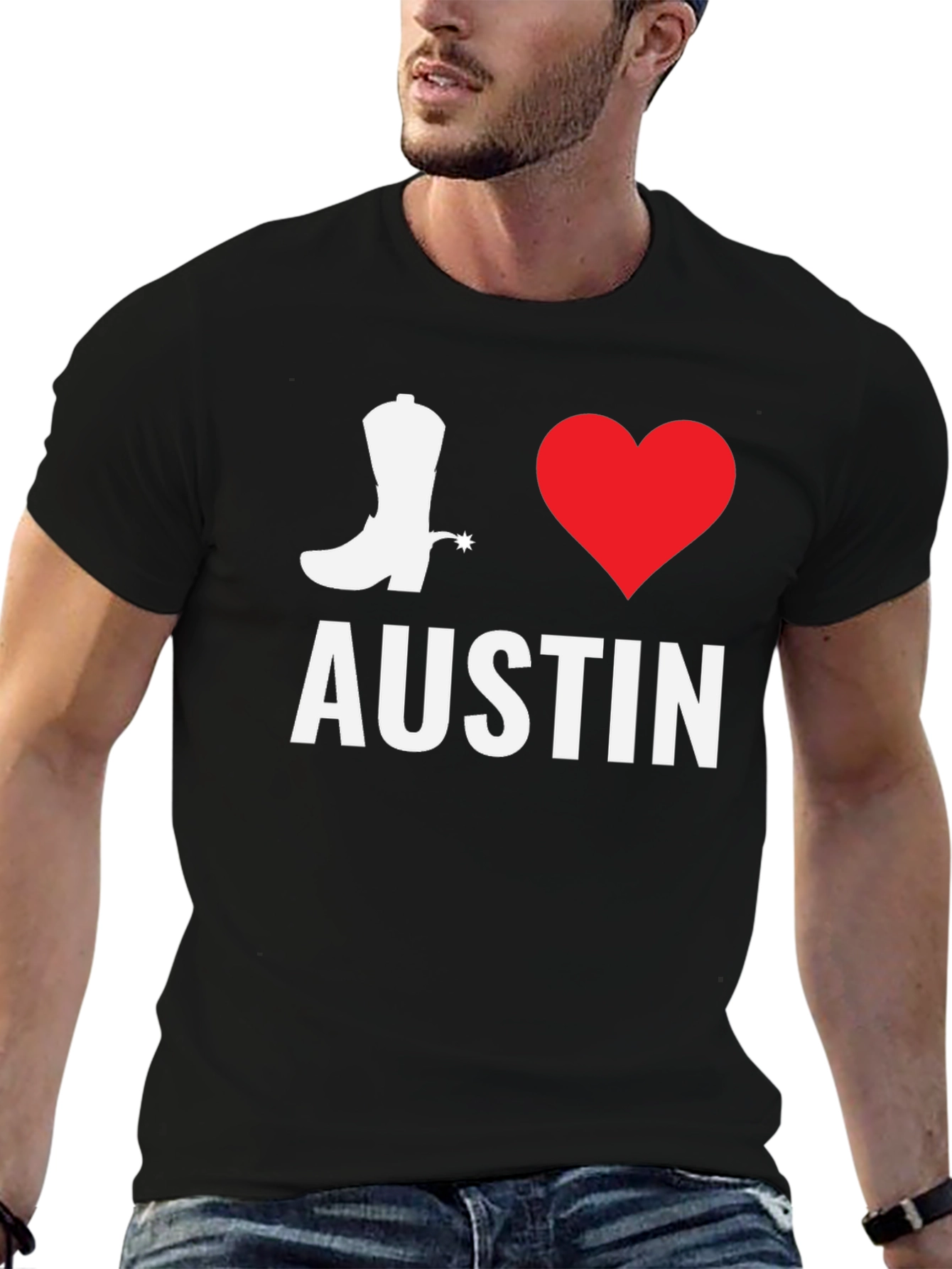 I Love Austin T-Shirt - Cowboy Boot & Heart