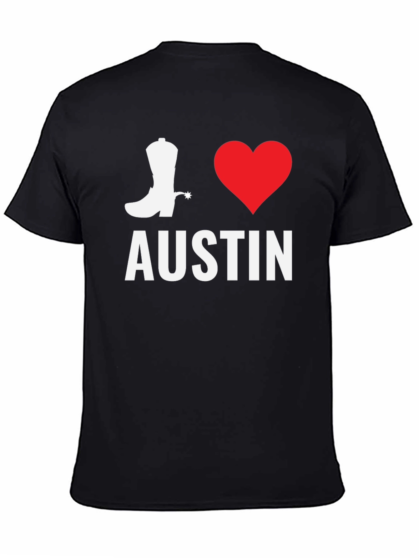 I Love Austin T-Shirt - Cowboy Boot & Heart