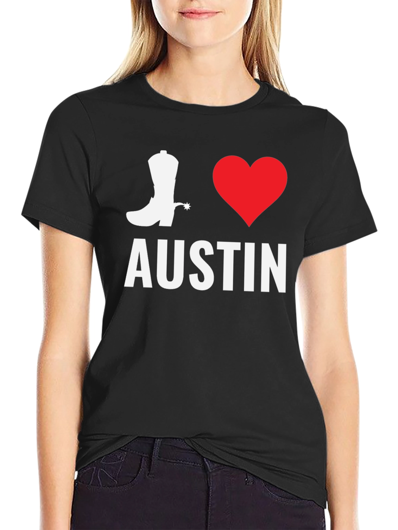 I Love Austin T-Shirt - Cowboy Boot & Heart