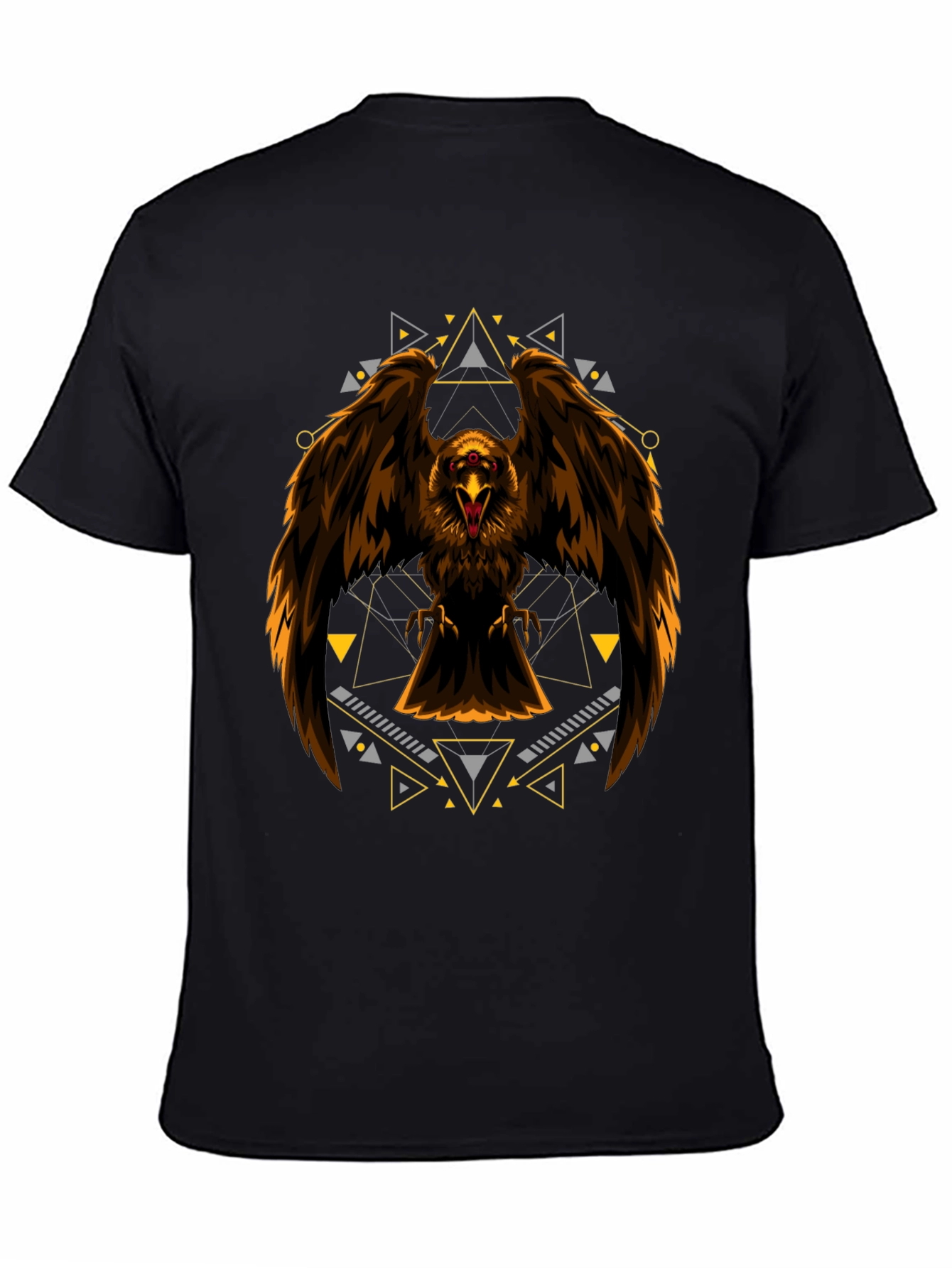 Eagle Geometric Print Black T-Shirt