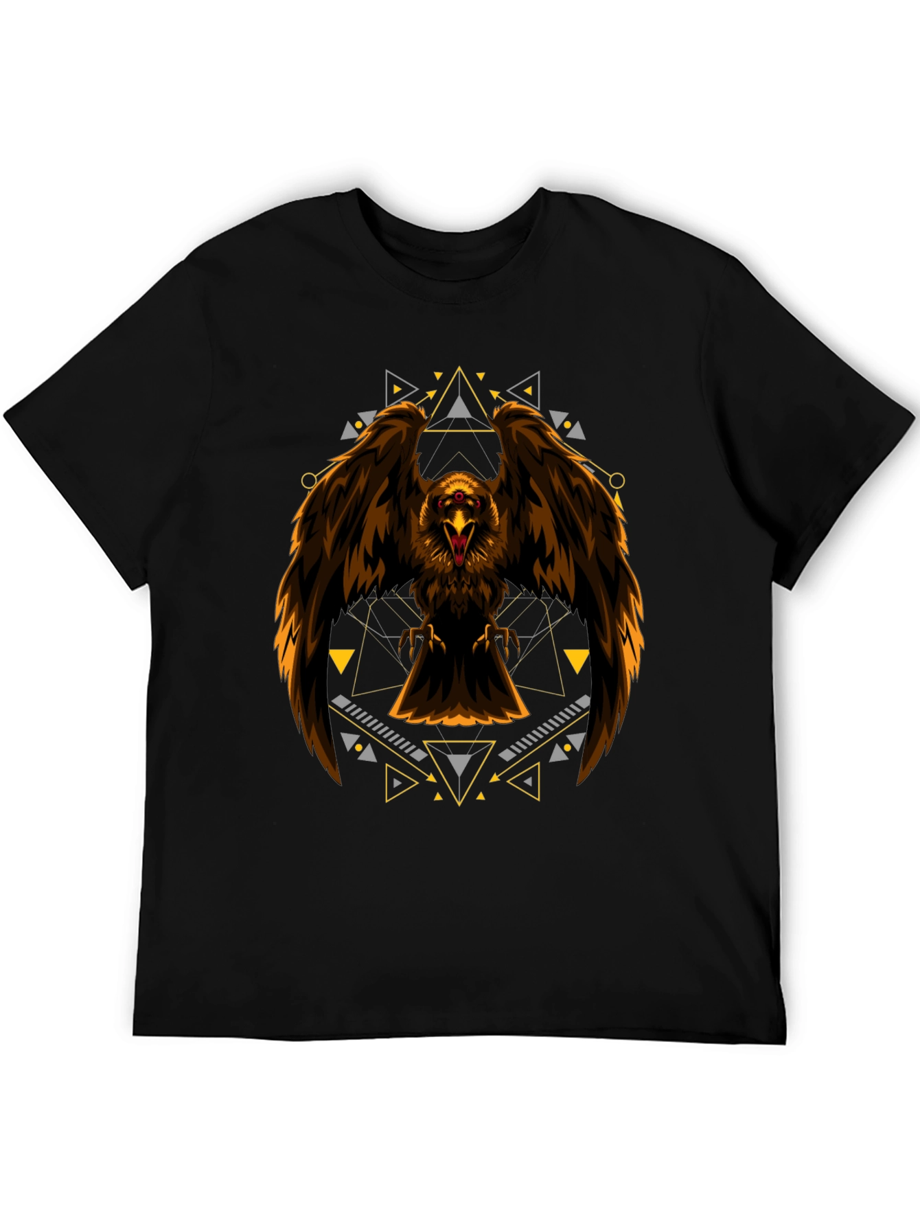 Eagle Geometric Print Black T-Shirt