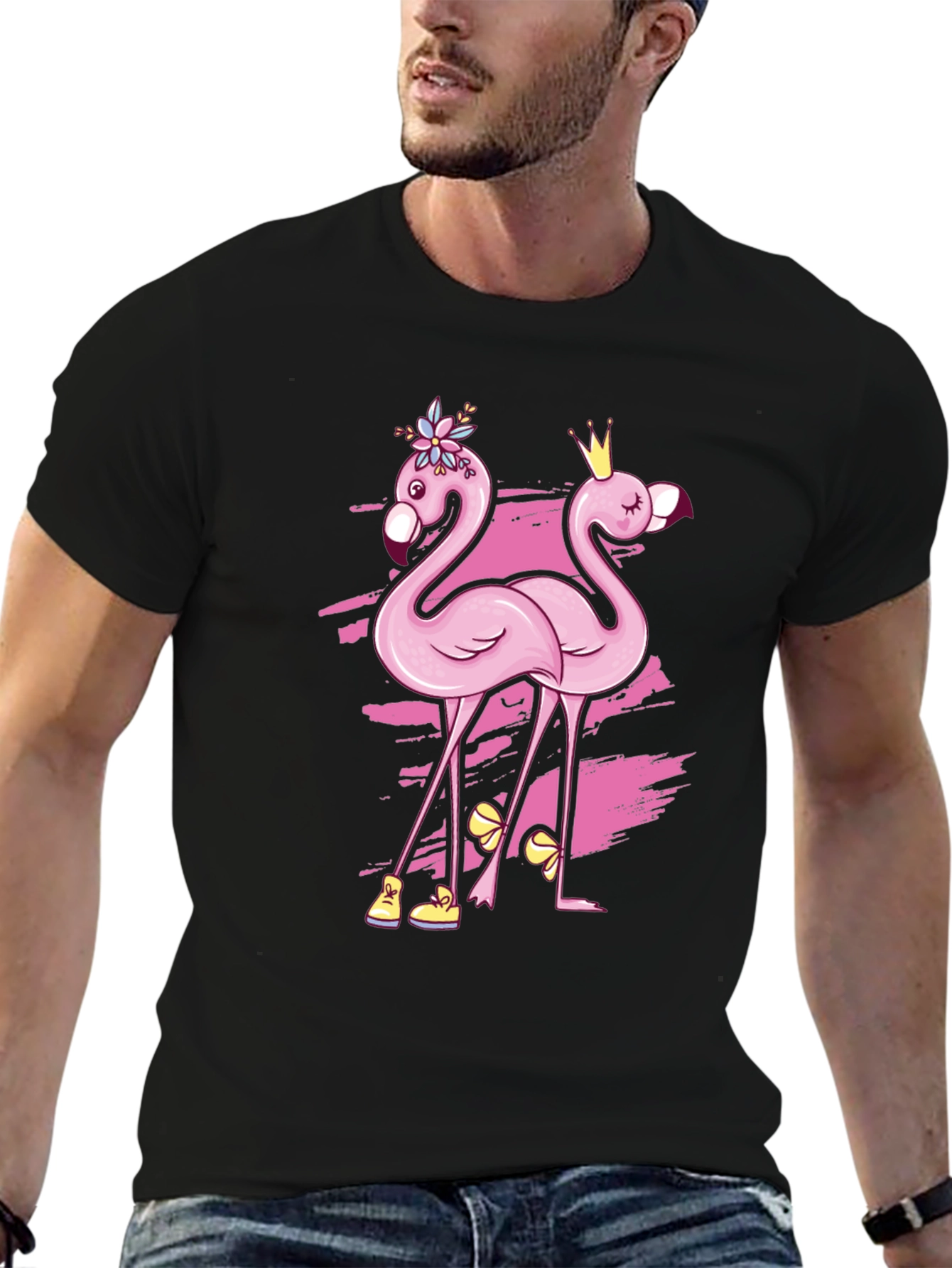 Funny Flamingo Black T-Shirt