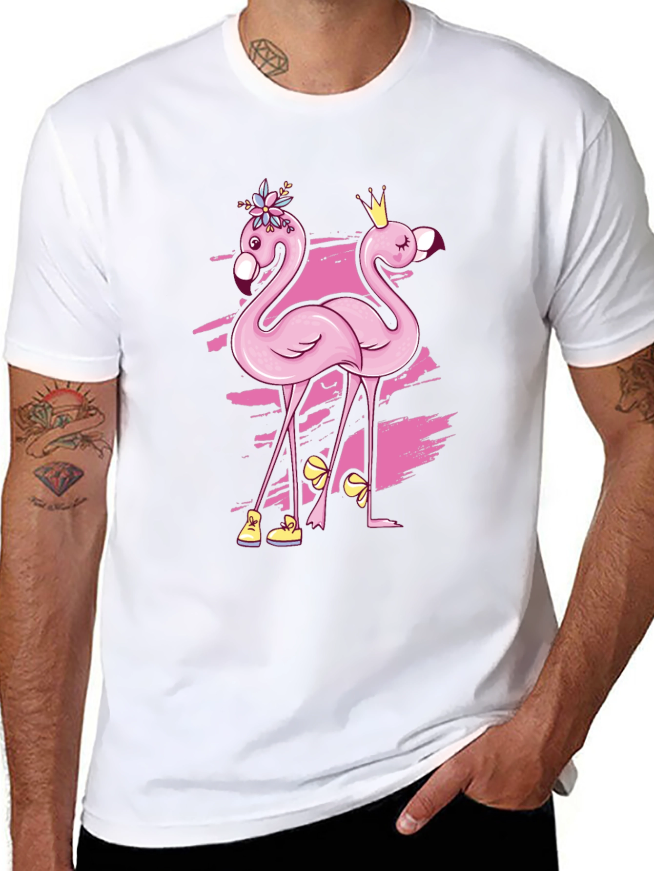 Funny Flamingo Black T-Shirt
