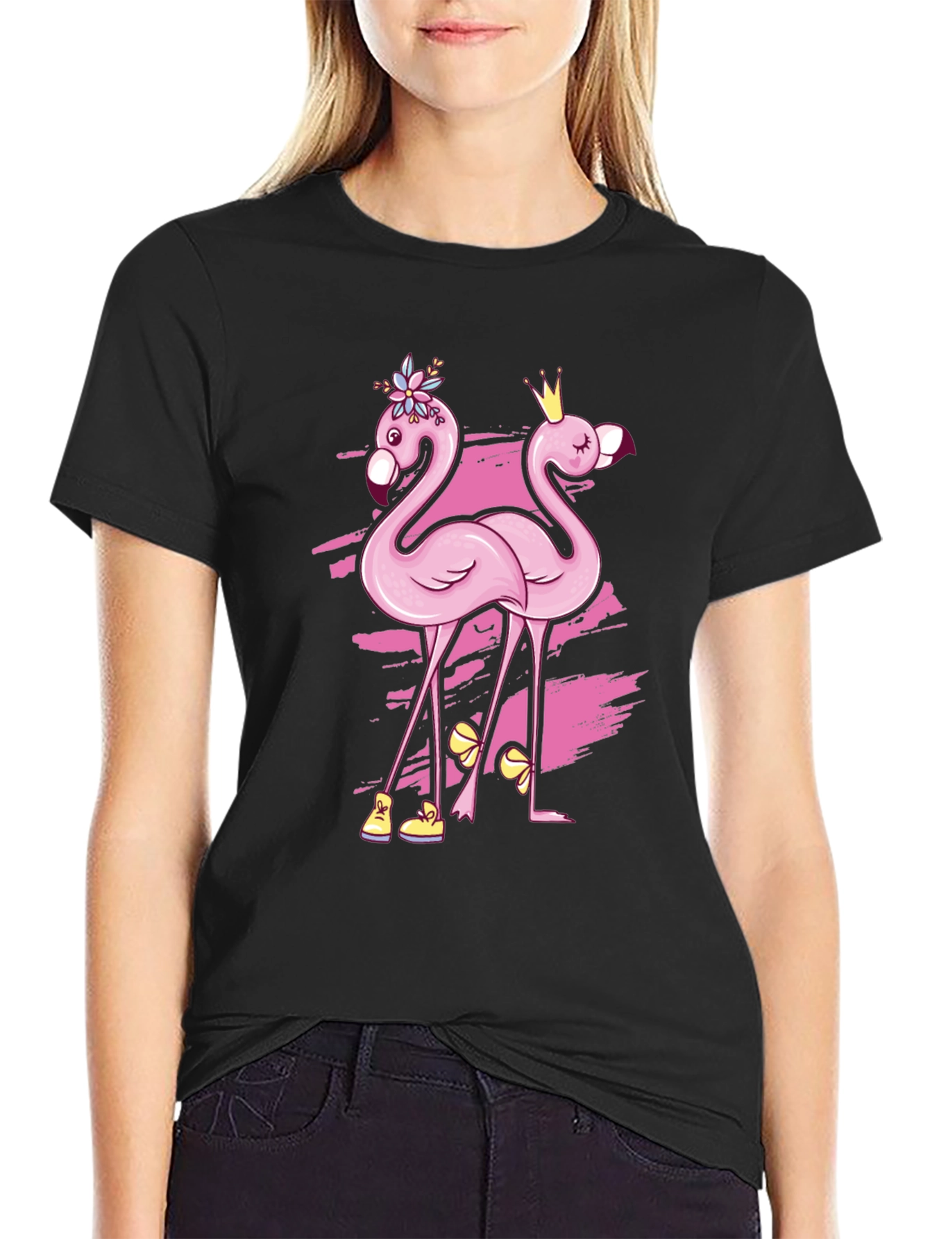 Funny Flamingo Black T-Shirt