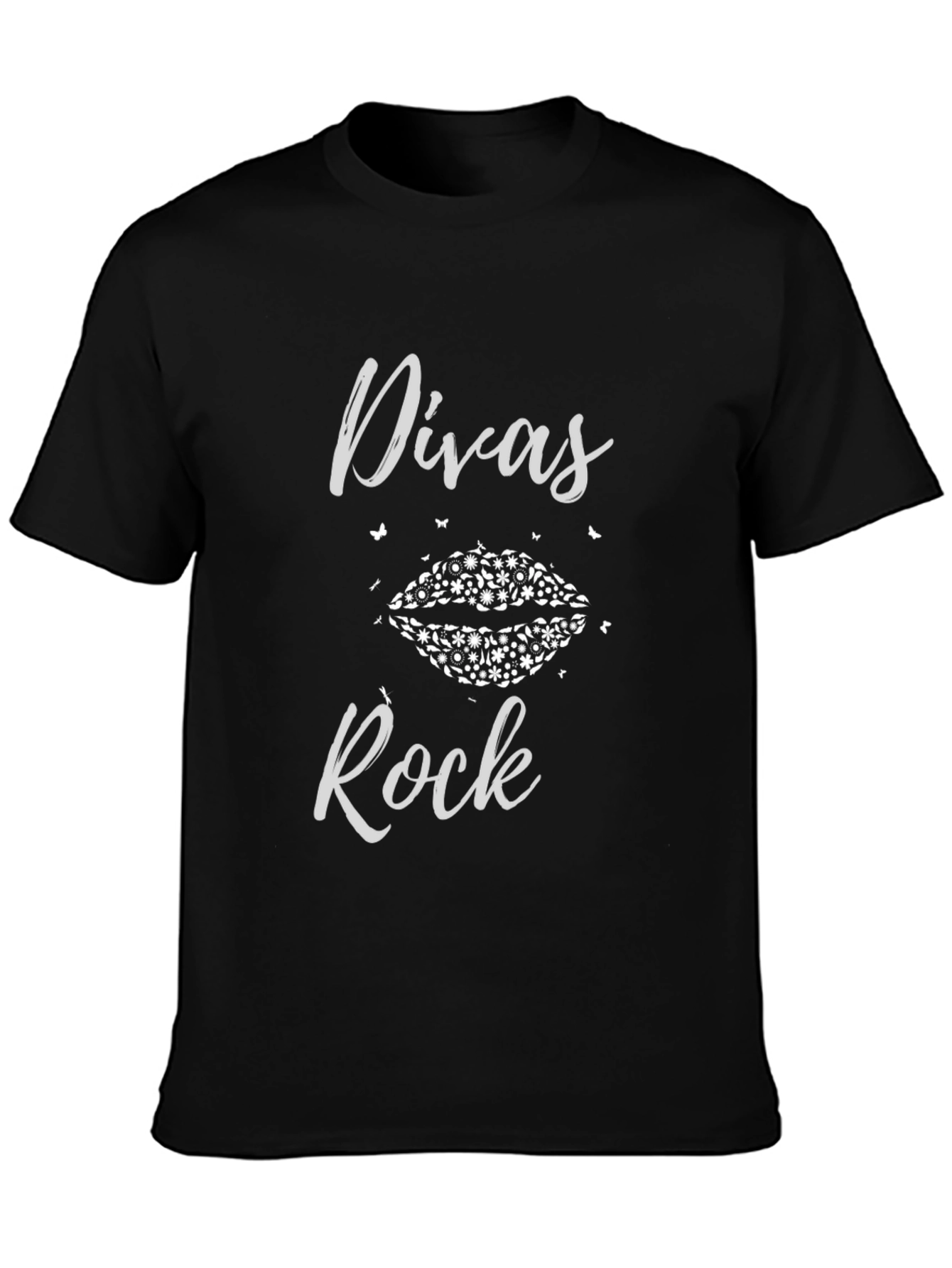 Divas Rock Graphic T-Shirt - Black Casual Tee