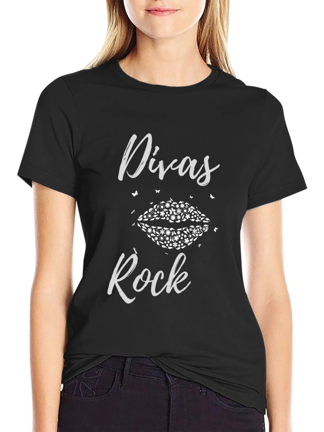 Divas Rock Graphic T-Shirt - Black Casual Tee