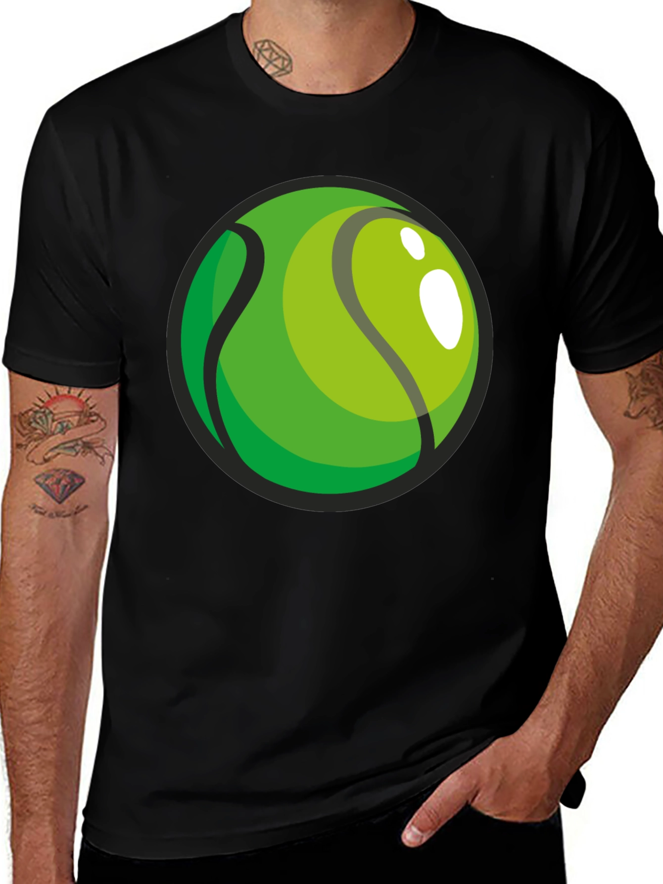 Tennis Ball Graphic Black T-Shirt