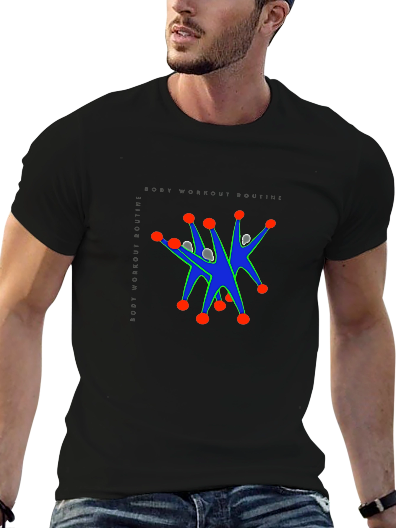 Mens Black Graphic Tee - Workout Routine Design