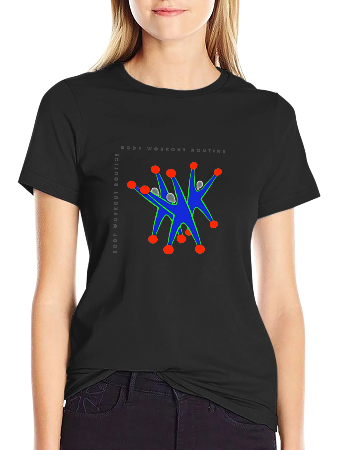 Mens Black Graphic Tee - Workout Routine Design