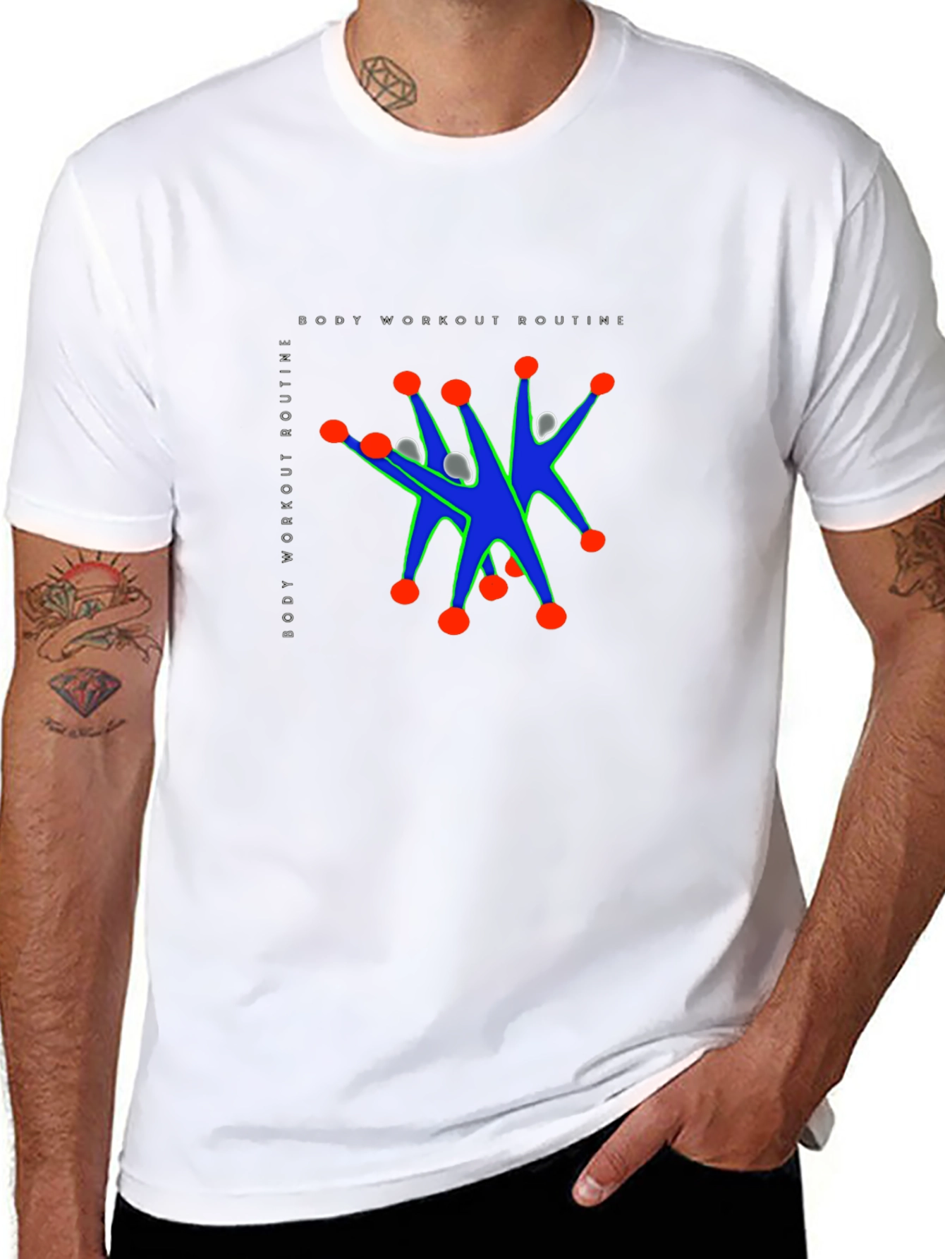 Mens Black Graphic Tee - Workout Routine Design