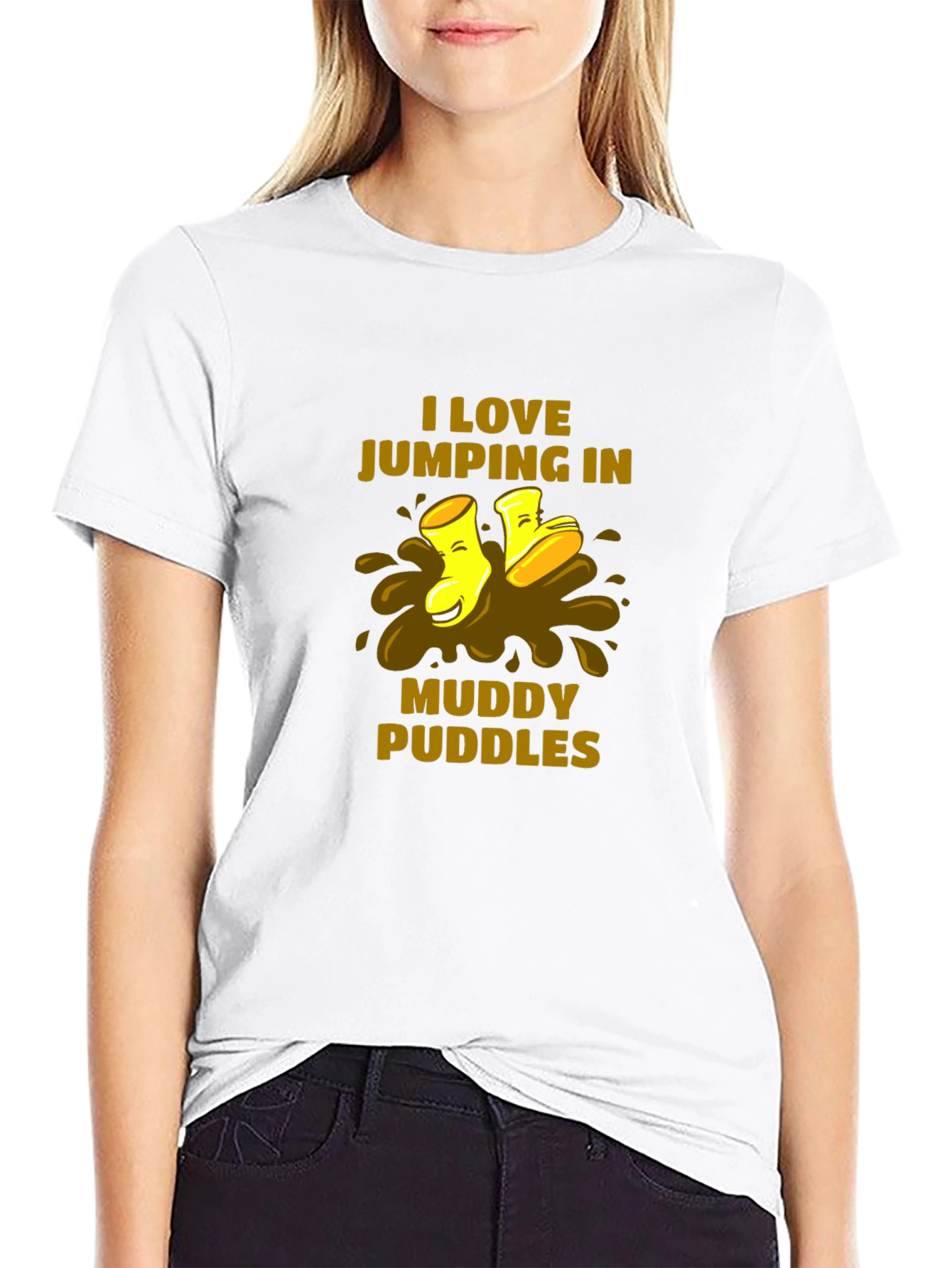 I Love Jumping in Muddy Puddles Black T-Shirt
