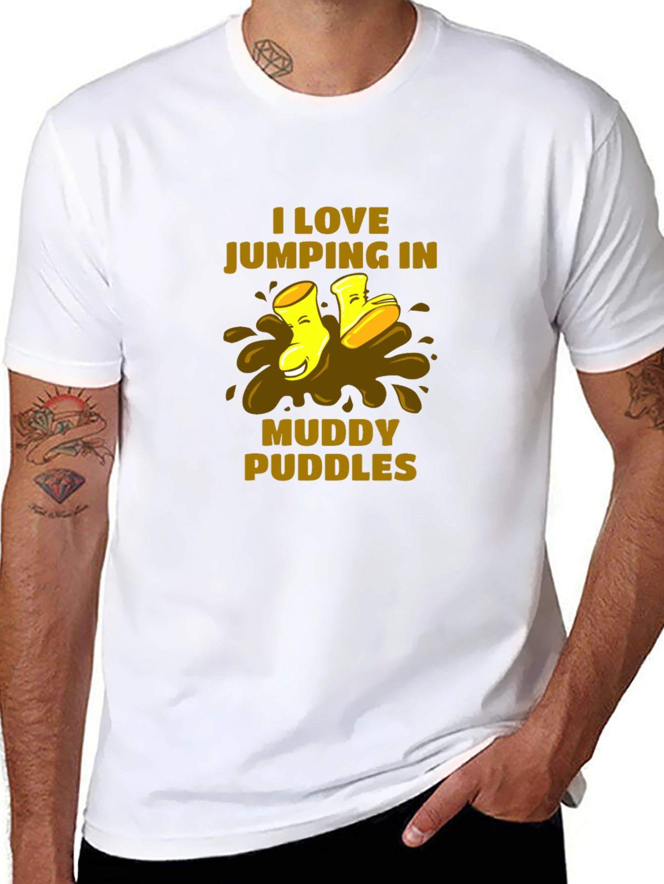 I Love Jumping in Muddy Puddles Black T-Shirt