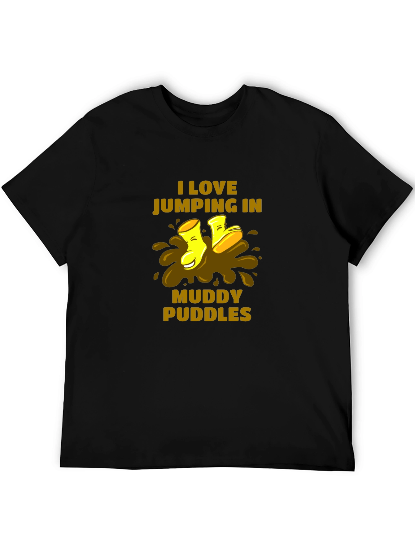 I Love Jumping in Muddy Puddles Black T-Shirt