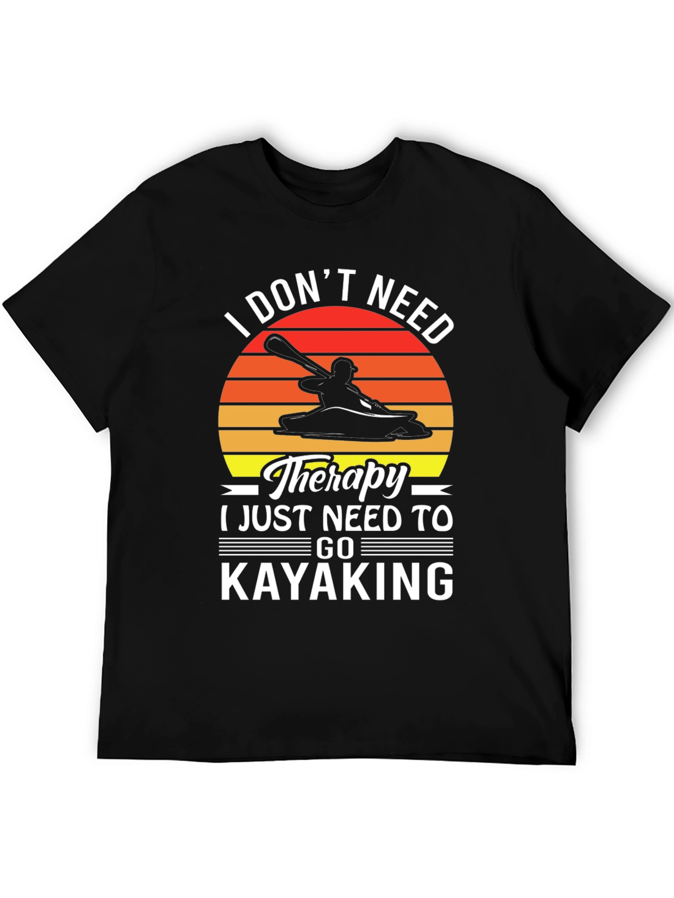 Kayaking Therapy T-Shirt - Mens Black Graphic Tee