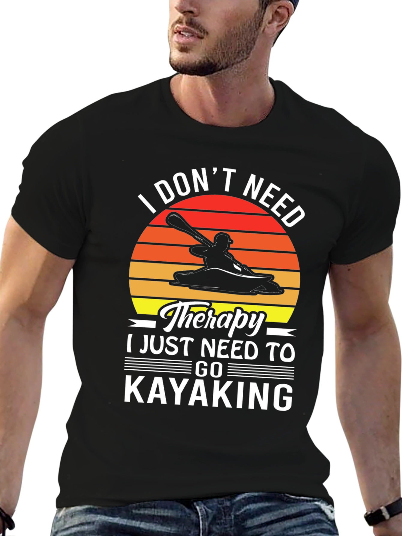 Kayaking Therapy T-Shirt - Mens Black Graphic Tee