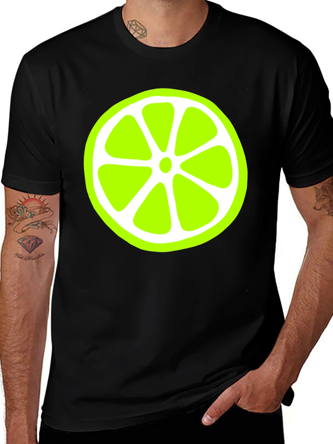 Lime Slice Graphic Black T-Shirt