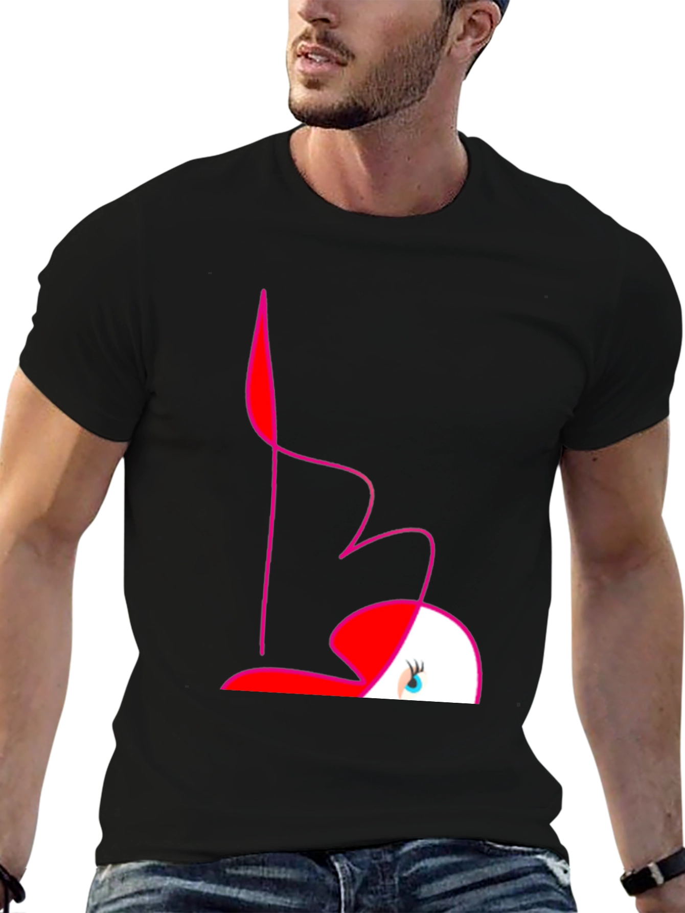 Abstract Flamingo Graphic Tee - Black