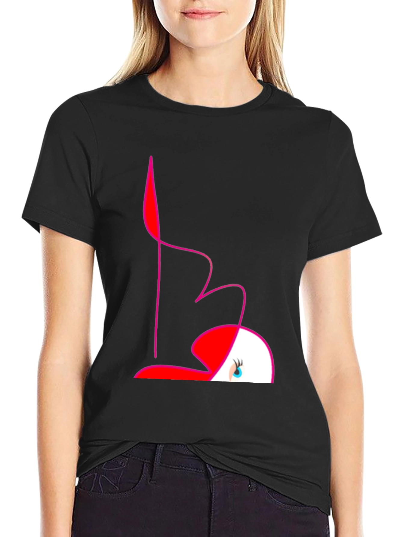 Abstract Flamingo Graphic Tee - Black