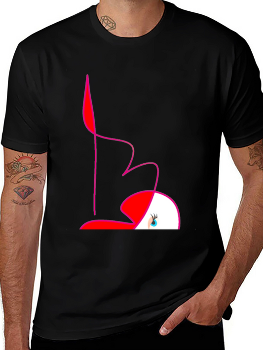 Abstract Flamingo Graphic Tee - Black