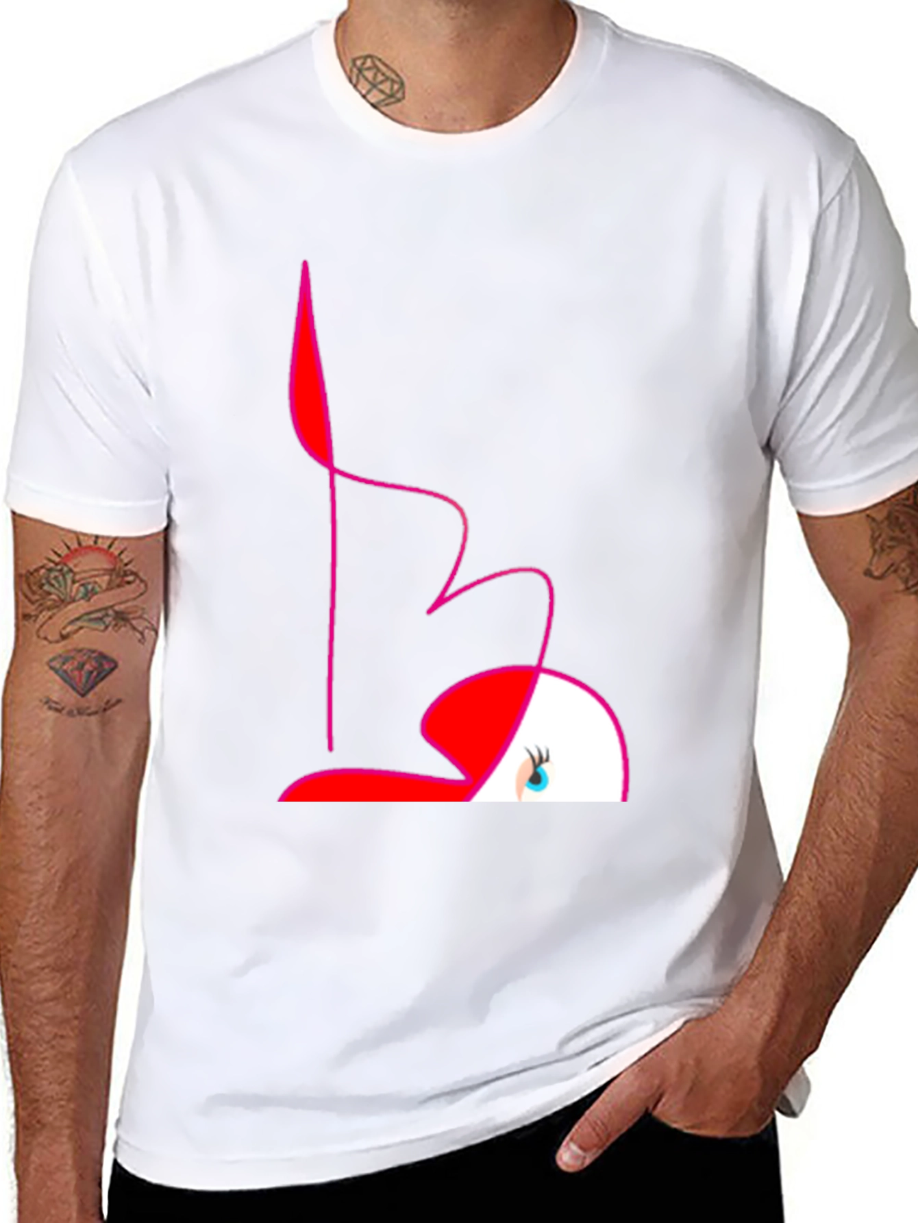 Abstract Flamingo Graphic Tee - Black