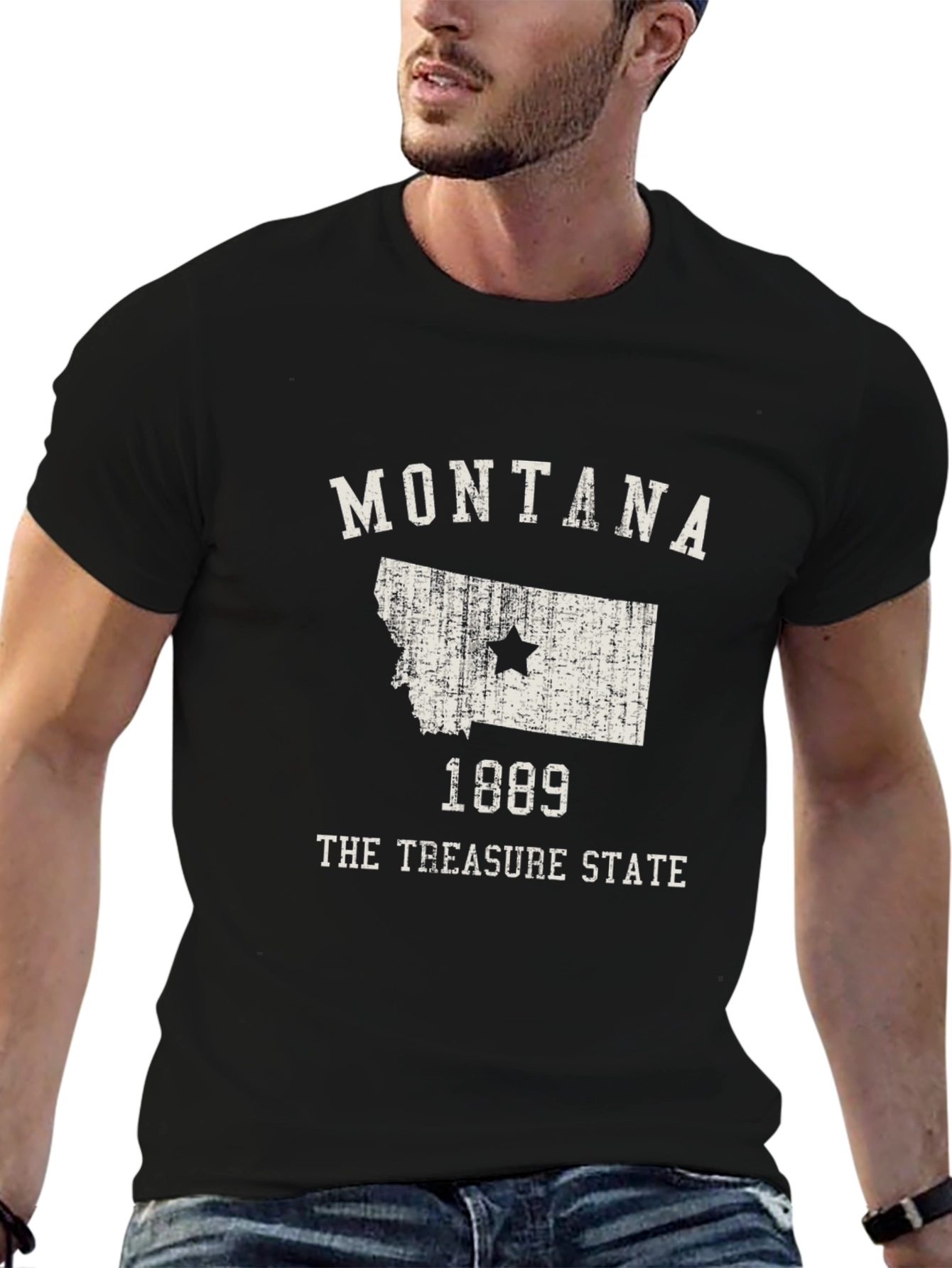 Montana Treasure State Black Graphic T-Shirt