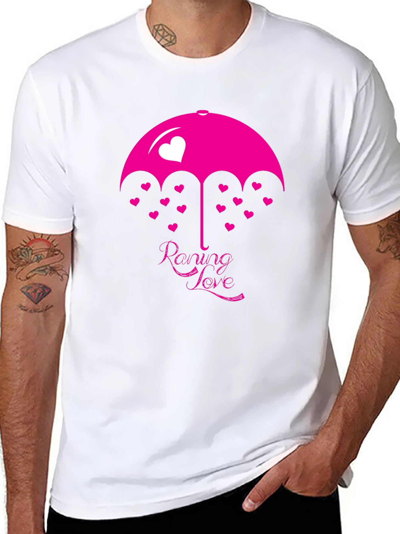 Raining Love Graphic Print Black T-Shirt