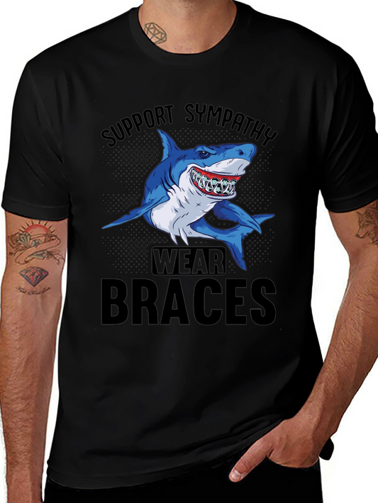 Support Sympathy Wear Braces Shark Graphic Tee