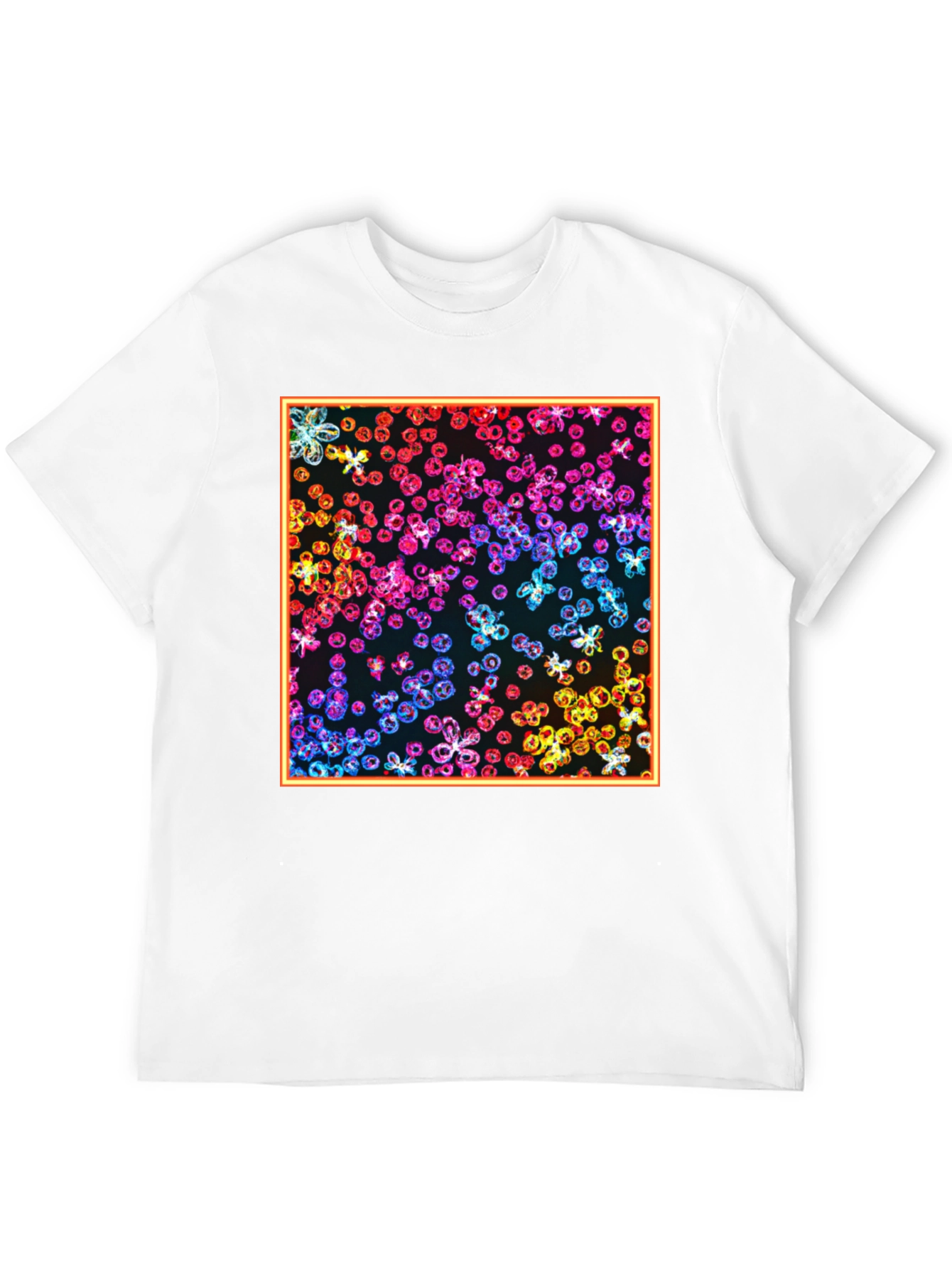 Rainbow Floral Graphic Print Black T-Shirt