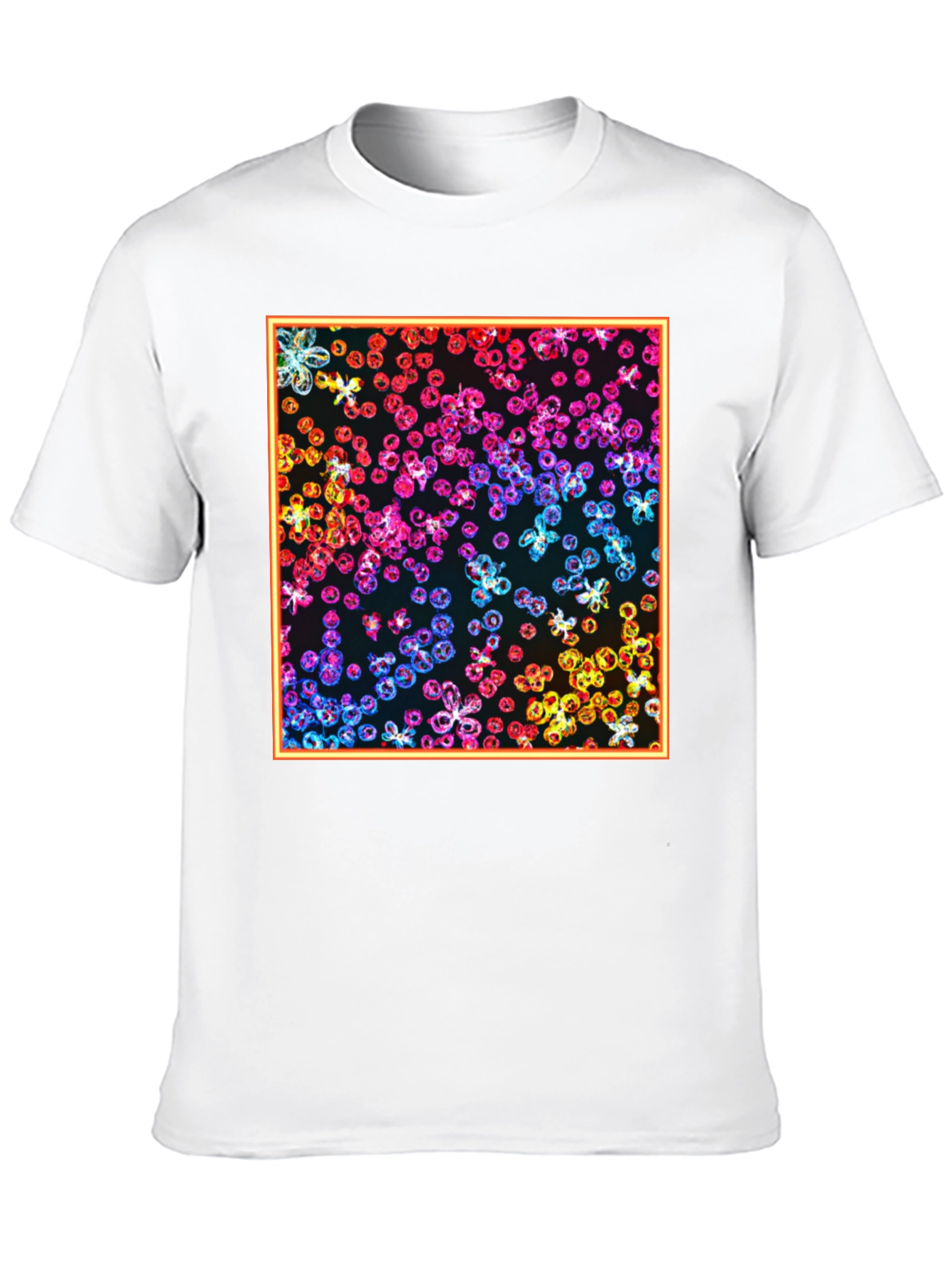 Rainbow Floral Graphic Print Black T-Shirt