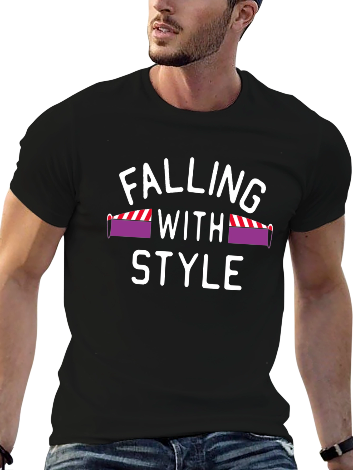 Falling With Style Mens Black T-Shirt