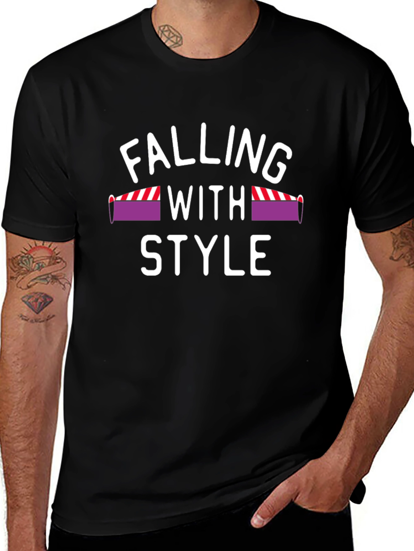 Falling With Style Mens Black T-Shirt