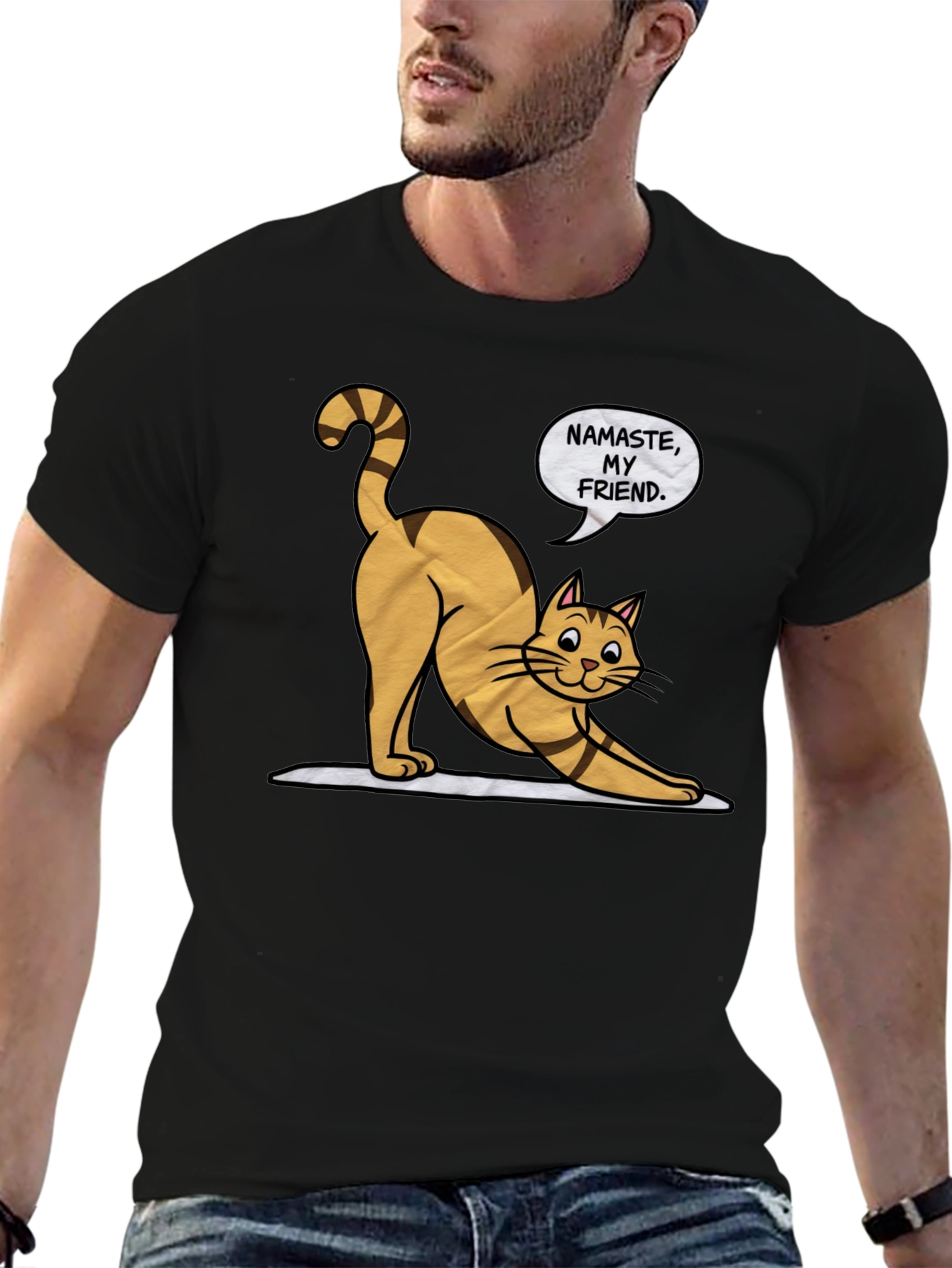Namaste Cat Graphic T-Shirt - Yoga Kitten Tee