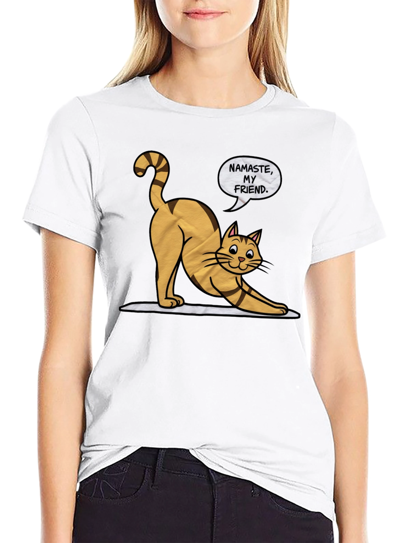 Namaste Cat Graphic T-Shirt - Yoga Kitten Tee