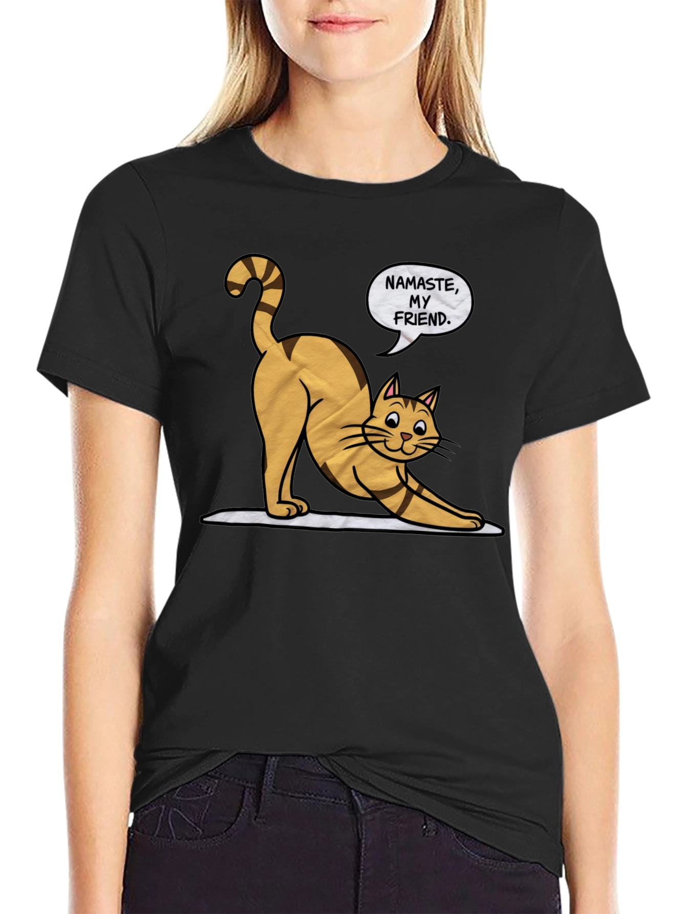 Namaste Cat Graphic T-Shirt - Yoga Kitten Tee