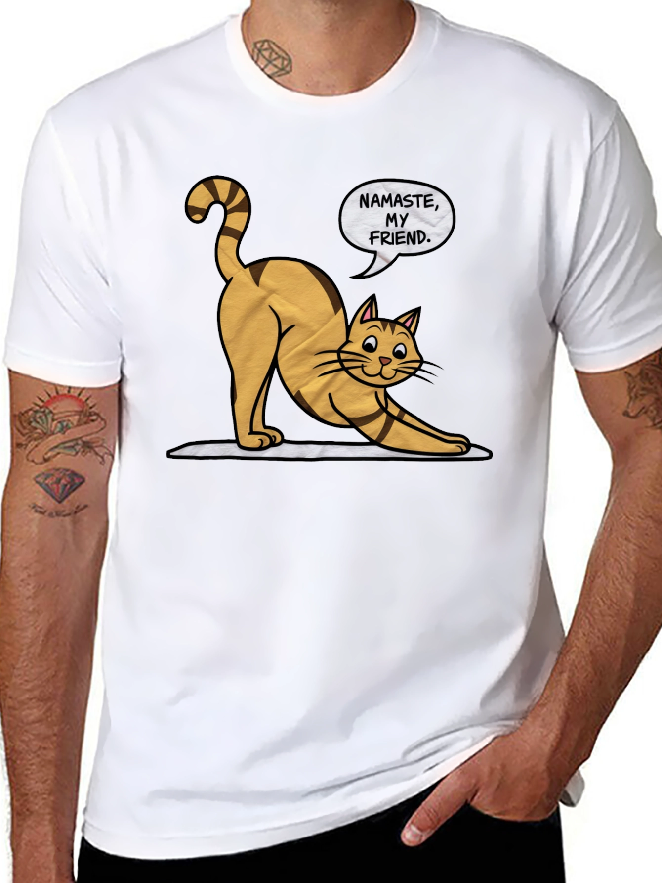 Namaste Cat Graphic T-Shirt - Yoga Kitten Tee