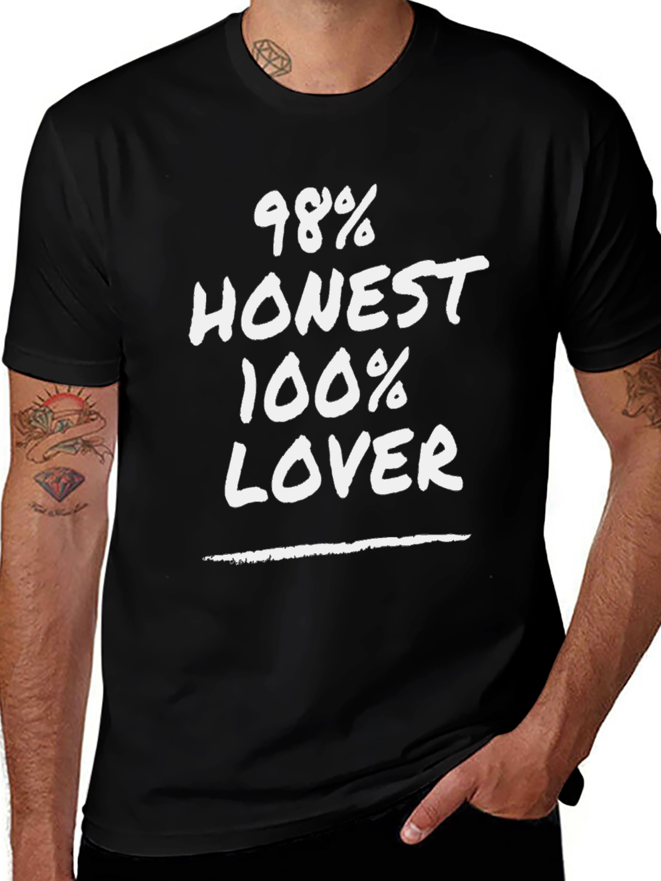 Funny 98% Honest 100% Lover Black T-Shirt