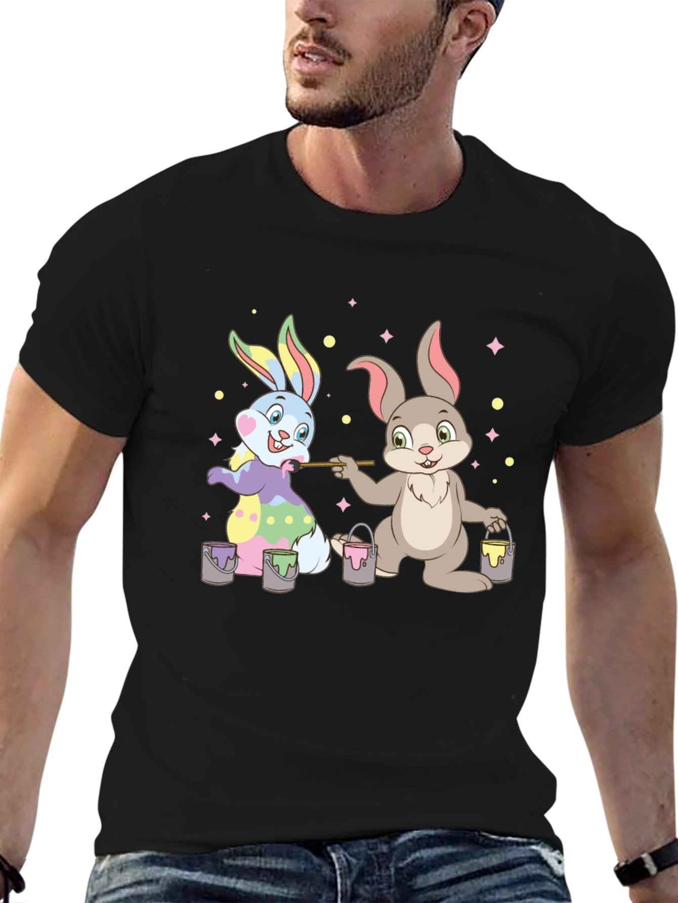 Easter Bunnies Painting T-Shirt - Fun Holiday Tee