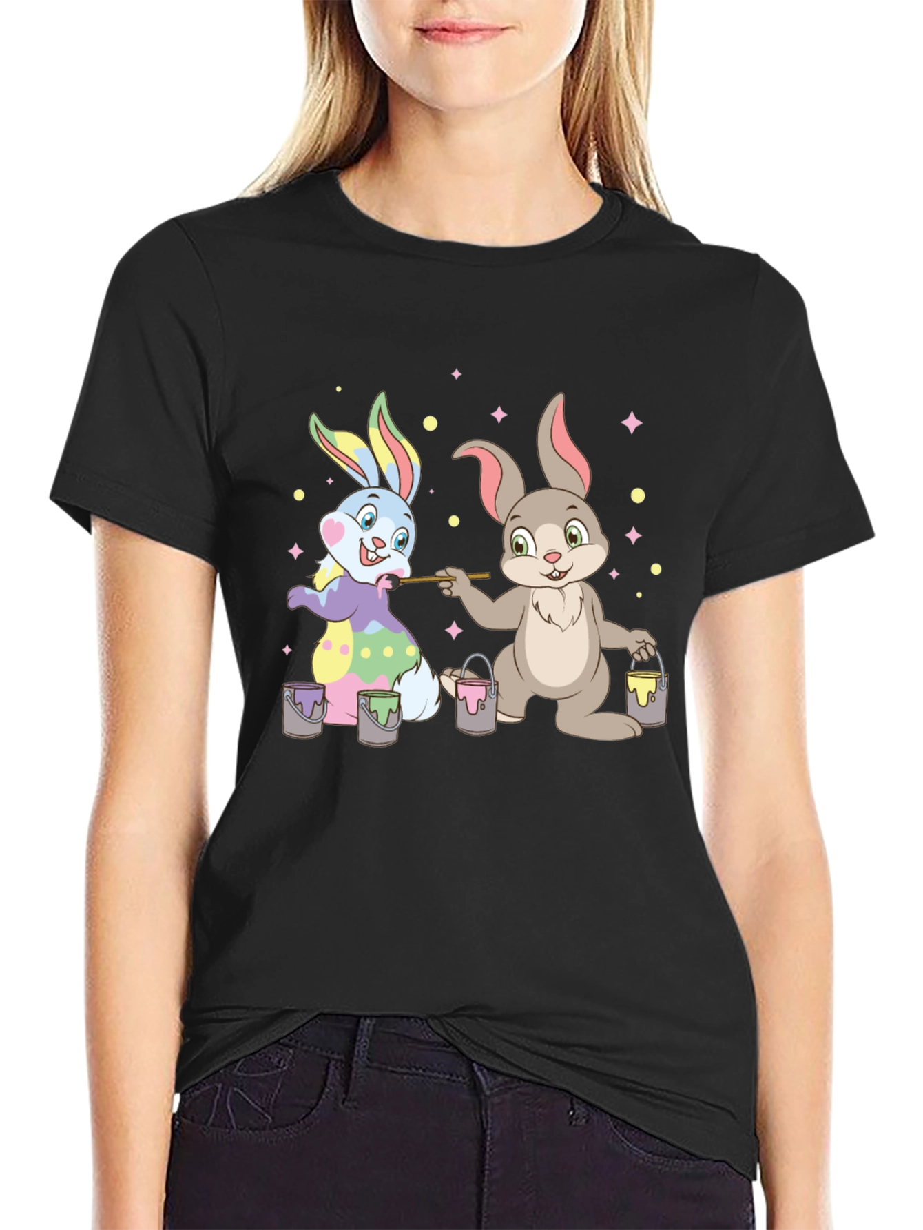 Easter Bunnies Painting T-Shirt - Fun Holiday Tee