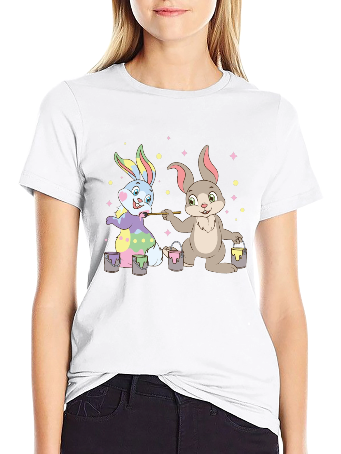 Easter Bunnies Painting T-Shirt - Fun Holiday Tee