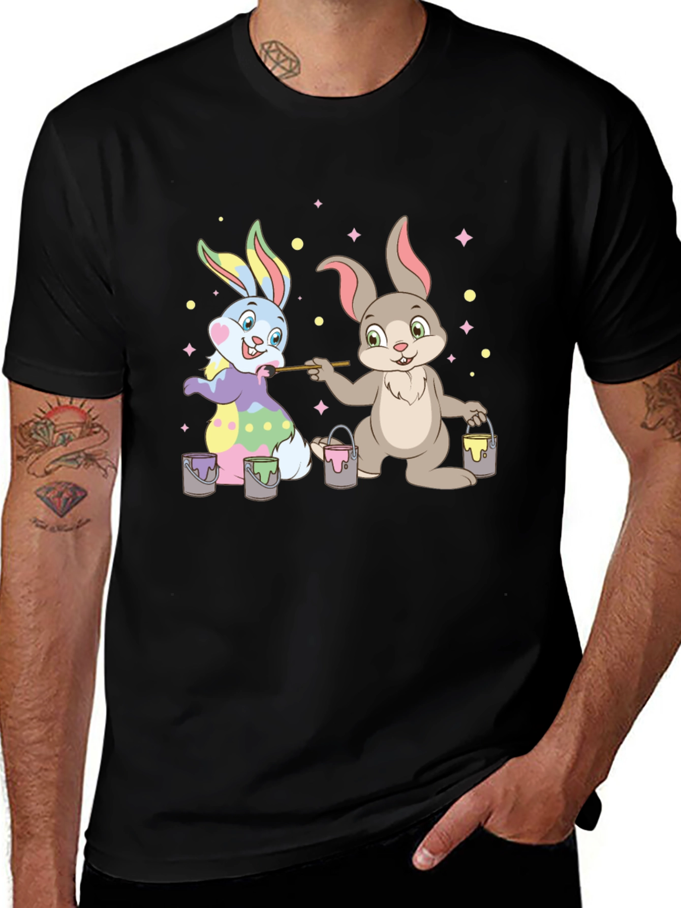 Easter Bunnies Painting T-Shirt - Fun Holiday Tee