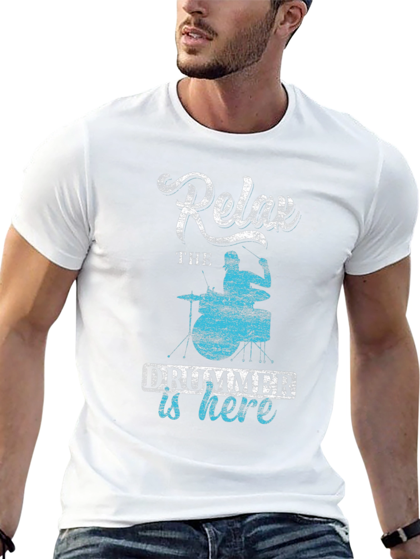 Relax The Drummer Is Here - Black T-Shirt