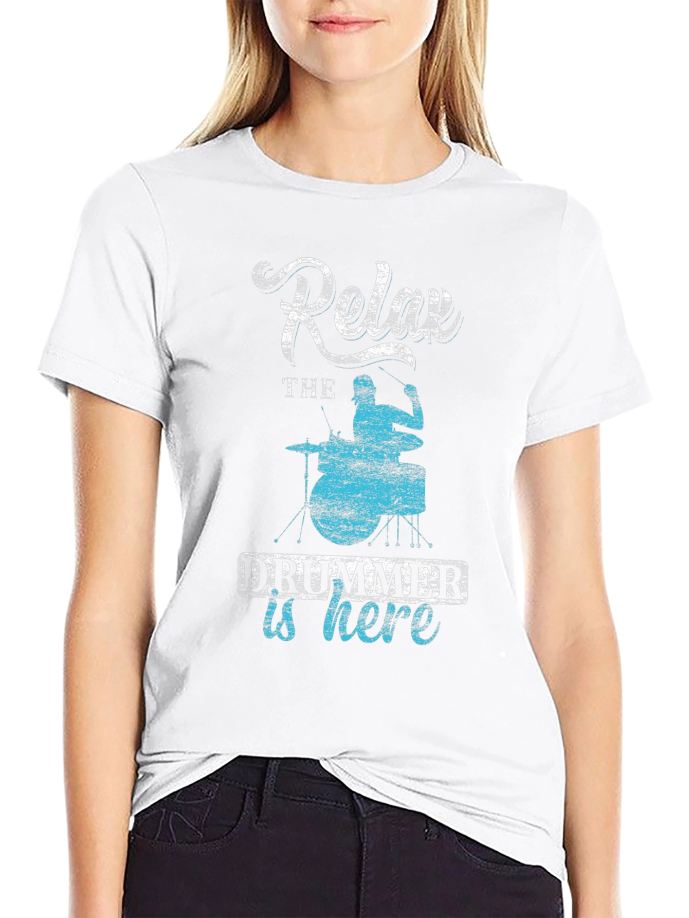 Relax The Drummer Is Here - Black T-Shirt