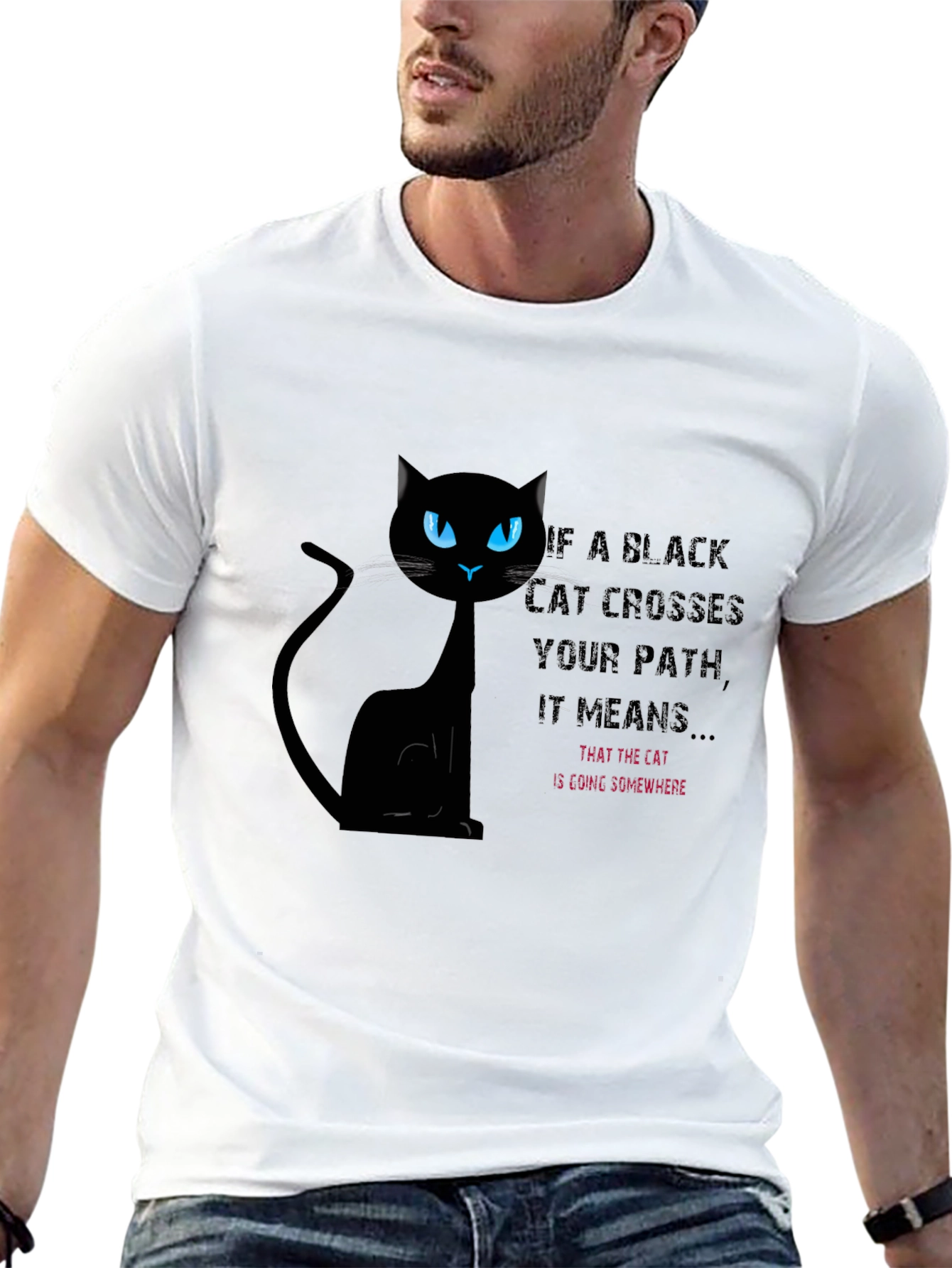 Black Cat Crossing Path T-Shirt