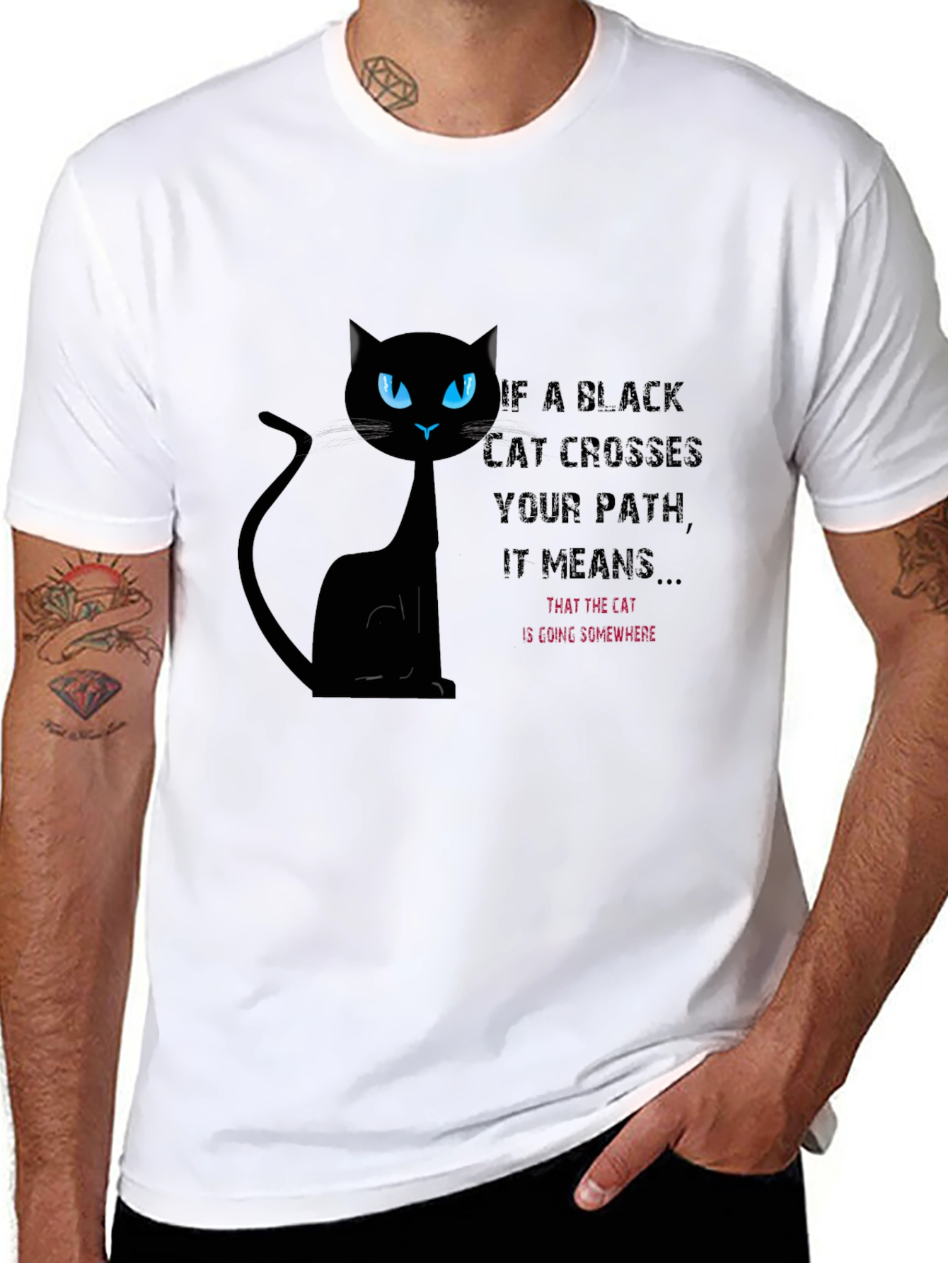 Black Cat Crossing Path T-Shirt