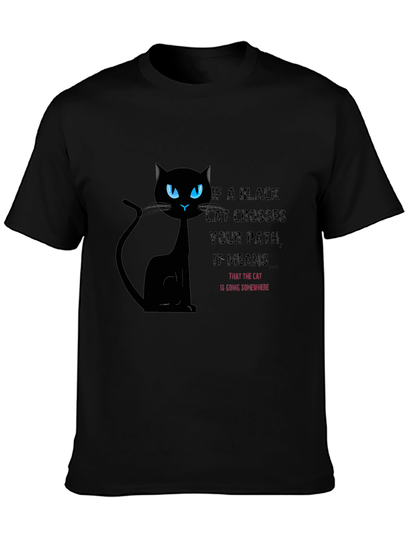 Black Cat Crossing Path T-Shirt