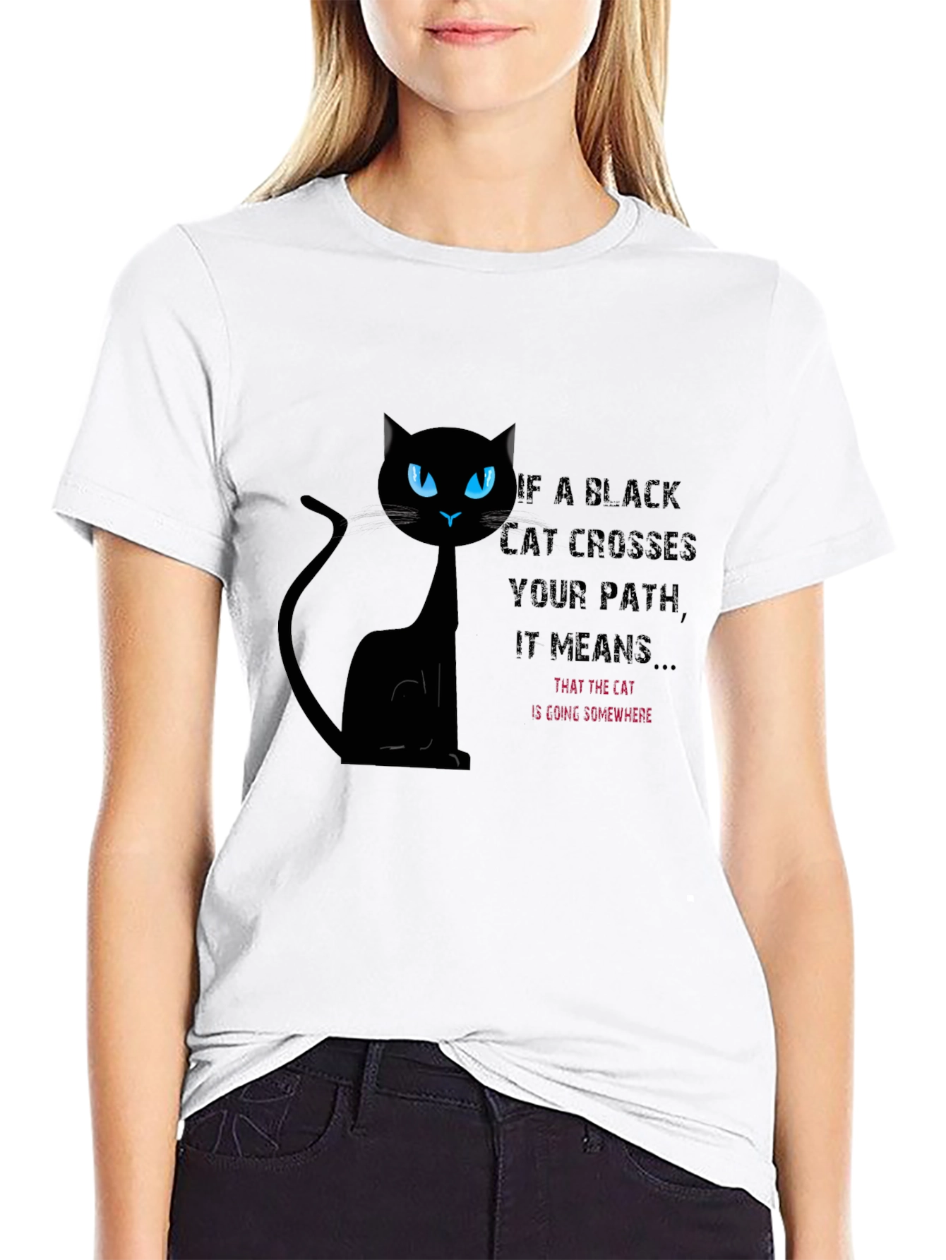 Black Cat Crossing Path T-Shirt