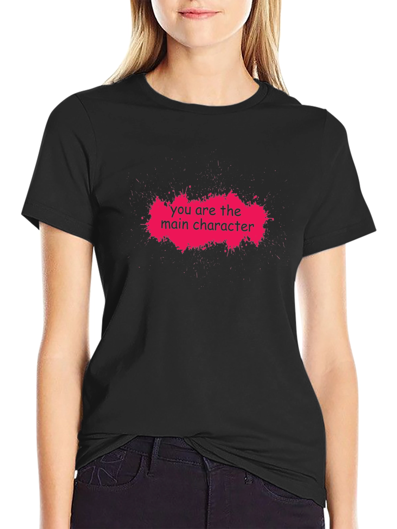 Main Character Graphic Tee - Trendy Black T-Shirt
